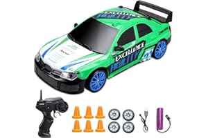 RPPIUP Coche Teledirigido, Drift RC Car 1:24, Coche Teledirigido Adulto 2,4 GHz 45 km/h con Faros de Trabajo, Coches Teledirigidos para Niños Regalo para Adultos y Niños (Verde)