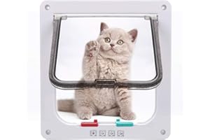 Sailnovo Chatière, trappe pour chiens 4 voies, fermeture magnétique -Pour Chats, gros chiens - 23,5 x 25 x 5,4 cm - Trappe pour chiens, chatière, installation facile avec cadre télescopique