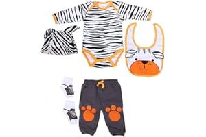 ZERODIS Newborn Doll Clothes Set, 50-55cm/20-22in Simulation Infant Doll Clothes Set Cute Striped Cartoon Bear Clothes for Kids Doll(Baby Bear Clothes)