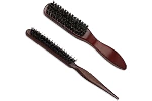 NAILGELER 2 Stück Schweinborsten Bürste, Bartbürste aus Borsten mit Borsten, Haarbürste Weiche Borsten, Haar und Bart Styling zur Druckverteilung und Pflege für Männer Haartyp