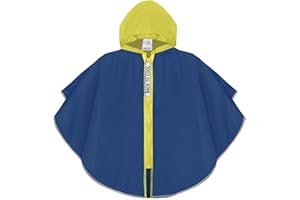 PERLETTI Cape de Pluie Petit Garçon 3 4 5 6 Ans avec Fermeture Éclair - Poncho Enfant Réfléchissant avec Capuche - Manteau Imperméable