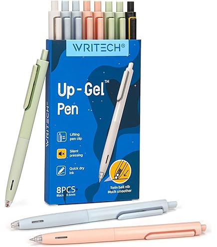 WRITECH Vloeibare inkt Rollerball pennen: 8ct verschillende kleuren Extra fijne punt punt 0,5 mm roller ball rolling pen voor soepel schrijven kleuren tekenen journaling geen bloeden & uitstrijkjes