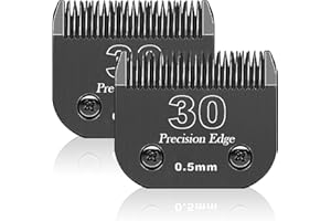 BESTBOMG Cuchilla de repuesto para aseo de perros, compatible con las series Heiniger/MOSER Max45 /Andis/Oster A5/Wahl 10KM Series Recortadora para perros, tamaño 30 1/50" (0,5 mm), longitud de corte, 2