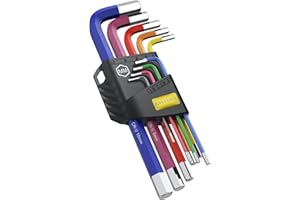 AMTOVL Hex Key Set, 9PCS Metric Allen Key Set, 1.5-10MM, Anti-Slip Long Hex End Wrench Set, Color Coding for Disassembling Mechanical Equipment, Vehicle, and Bicycle Repairs