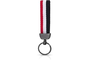 Deugard 1871 exklusiver Schlüsselanhänger mit gewebtem Band, Deutschland, Edelstahl Schlüsselring Farbe schwarz matt, 127 mm Gesamtlänge