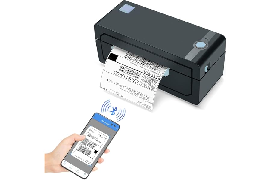 JADENS Bluetooth Thermal Label Printer, 4x6 Shipping Label Printer, 50 Labels Included, Compatible with Android, iPhone, Windows & Mac, Widely Used for Hermes, Royal Mail, Amazon, Shopify