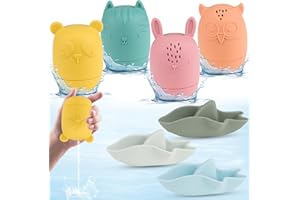 Rayong Baby Wasserspielzeug 7 Stück Badewannenspielzeug Silikon Badespielzeug Baby Wasserspielzeug Kinder Badewanne Bade Spritztiere für Kinder und Babys