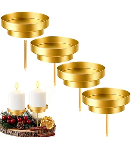 Adventskrans kaarsenhouder, staafkaarsenhouder, retro kaarsenbord, adventskrans met korte spies, als decoratie voor Kerstmis en thuis, met pincet (zwart) (10