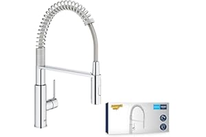GROHE Robinet évier de cuisine Get, Mitigeur monocommande 2 jets, Robinet avec douchette extractible professionnelle, Installation rapide, Chromé, 30361000 (Import Allemagne)