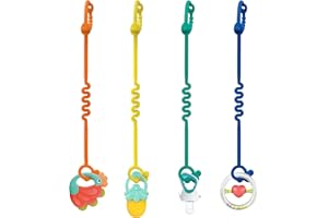 ETETOO Schnullerkette Silikon – 4 Packungen Verstellbare Silikon-Kinderwagenkette Und Cup Catcher FÜR Kinderwagen, HochstÜHle, Kinderbetten, Autositze (Mehrfarbig)