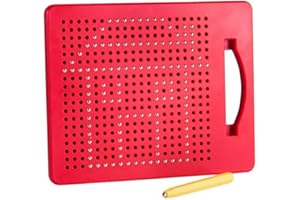 Playmags Tavoletta da Gioco Magna Fun Design & Draw Tablet da Viaggio con 380 Sfere magnetiche incorporate, Penna Stilo Abbinata e Impugnatura Facile da trasportare; per Bambini di età 3+