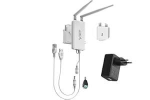 VONETS Przemysłowy 2,4 GHz WLAN Bridge Ethernet WiFi Router Wireless Repeater WiFi Hotspot Extender wzmacniacz sygnału 2 porty RJ45 do urządzeń sieciowych DVR PLC z zasilaczem sieciowym 5 V/2 A USB