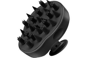 FReatech Actualizado Cepillo de Champú para Masaje de Cabeza con 2 Tipos Cerdas de Silicona, Cuida Cuero Cabelludo Censible y Delicado, Exfolia Suavemente y Estimula Crecimiento del Cabello, Negro