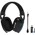ATTACK SHARK L90 Ultralight Wireless Gaming Headset, BT, 2.4G, 3.5mm Wired, RGB Foldable 7.1 Surround Sound Over-Ear Earmuffs with Detachable Noise Cancelling Mic - Black