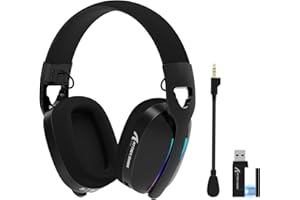 ATTACK SHARK L90 Auricolari Gaming Wireless Ultraleggeri, BT, 2.4G, 3.5mm Cablati, RGB Pieghevoli, 7.1 Surround Sound Over-Ear con Microfono Rimovibile per la Cancella Rumore, per PC, Mobile - Nero