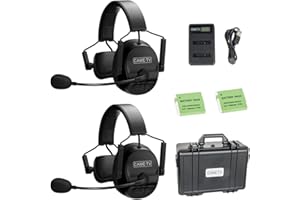 CAMETV Came-TV Paquete de 2 Auriculares de intercomunicación inalámbricos KUMINIK8 Sistema de comunicación de intercomunicación dúplex Completo Distancia de hasta 1,500 pies con cancelación de Ruido