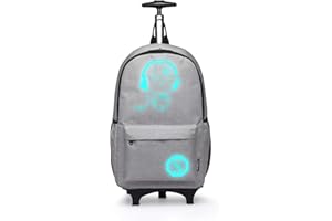 Kono Mochila con Ruedas para Niños, Diseño de Música Luminosa, Mochila Escolar Ligera y Casual para Adolescentes, de Cabina para Viaje y Uso Diario