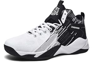 HYDLONGR Men's Breathable Knit Fabric Comfortable High-Top Trainers Shoes Shoes Basketball Shoes Casual Sneakers