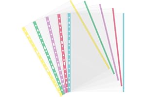 Grafoplas | Bolsa 25 Fundas Perforadas | Borde Colores Pastel | Tamaño Folio | Acabado Cristal | Lomo Reforzado | Polipropileno Extra | Perfecto Material Escolar y Oficina para Archivador Anillas