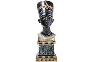 lachineuse Grande Busto Regina Nefertiti, Resina, Nero, 34 x 12 x 9,5 cm