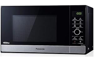 Panasonic Forno a microonde NN-GD38HSGTG con grill (1000 W, vaporiera, forno a microonde combinato, padella per pizza, 23 litri) in acciaio inossidabile nero
