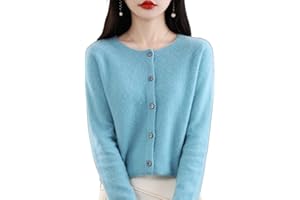 JEEEUN Women's Cashmere Cardigan Sweater, Cashmere Button Front Long Sleeve Cardigan Soft Warm Knit Elastic Jumpers