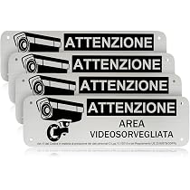 Adesivi Per Videosorveglianza 2 Pezzi, Cartello In Alluminio 10 Cm, Autoadesivo, Per Interni/esterni, Antivandalismo - 3