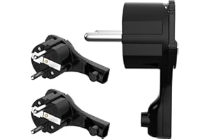 RedStar24 Spina angolare con contatto di protezione 250 V 16 A - Connettore piatto Schuko extra piatto con manico pieghevole e protezione antipiega - CEE 7/7 connettore angolare per cavi fino a 3 ×