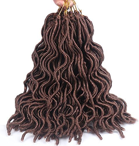 14'' 6 Packs Wavy Faux Locs Crochet Hair 2x Janet Collection Havana Mambo Faux Locs 24Roots/Pack Crochet Braids Short Faux Locs Hair Extensions (#30)