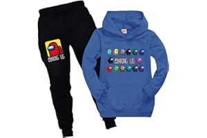 Baonmy Among Us Juego Sudadera con Capucha para niños con Dibujos Animados Pijamas para niños, Sudadera de Manga Larga y Pantalones