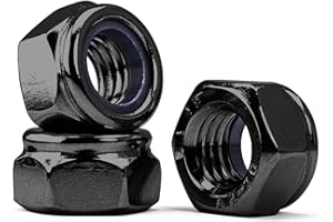 MINHER M8-1,25 Tuercas de Seguridad de Nylon, Tuerca Hexagonal Acero Inoxidable 304 Negro, Tuerca Autoblocante DIN98 (10 Piezas)