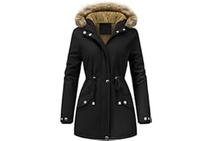 Vijamiy Manteau Femme Hiver Chic et Chaud Parka Femme Mi Saison ImperméAble Automne Manteaux Coat Female Epaisse Matelassée avec Double Poche Zippée