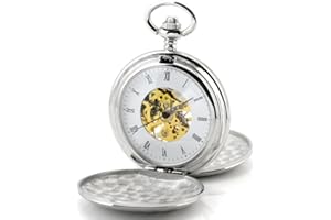 UNENDLICH U Infinite U Simple Hollow Skeleton Twin-Lids Mechanical Pocket Watch (Enalbe to be Engraved)