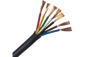 WIRE4U 12V 24V AUTOMOTIVE 2/3/4/5/7 CORE THINWALL RED/BLACK CAR CABLE WIRE ROUND/FLAT (Round 7 Core 0.5mm² 11Amps, 5 Metres)