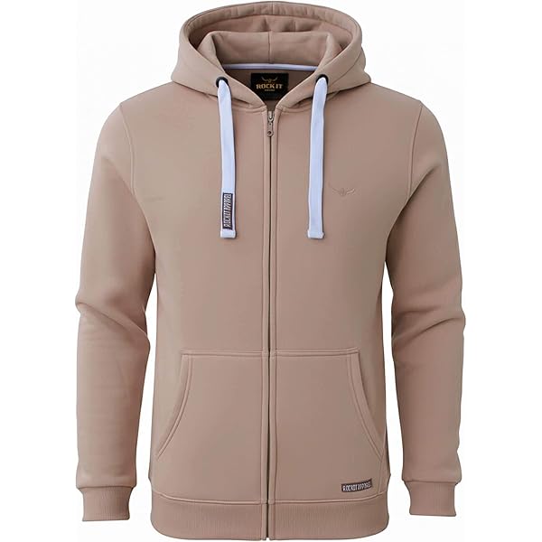 Sweat à Capuche Zippé Homme ROCK-IT Apparel - Coupe Slim Fit, Tissu Lourd 380g - Poches, Capuche Avec Cordon