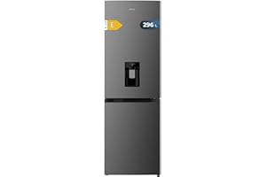 Cecotec Frigorífico Combi 2 Puertas con dispensador de agua Bolero CoolMarket Combi 296 DF WD Dark E. 296L, 60cm de ancho, Funciones FastCooling, FastFreezing y DeFrost, LED interior, Dark Inox
