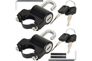 GZhaizhuan 2 Pcs Bloqueo de Casco, Candado para Casco de Moto, Universal Candado Casco Moto for 20-27mm Manillar, con Llaves, Arandelas, Tornillos, Llave Inglesa