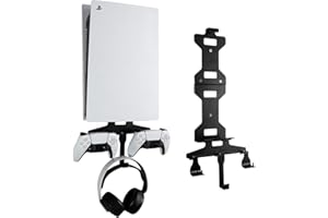 FUNTO PS5 Wall Mount, Wall Bracket for Playstation 5 (Disc and Digital Edition) with Detachable Controller Holder & Headphone Hanger, Stealth Mount for PS5