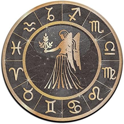 Rose Gold Virgo Constellation Non-slip Mats Circular Carpet Mats Dining Room Bedroom Carpet Floor Mat 23.6 Inch