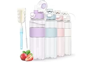AOHAN Water Bottle with Straw, Sports Water Bottle 1l with Bottle Brush and Sticker, Leakproof Drinks Bottle, BPA Free Clear Water Bottle Ideal for Running Gym School Office and Outdoor Activity