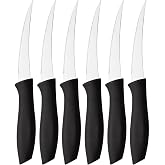 Sebze ve Meyve Bı&ccedil;ağı, &Ccedil;elik, Siyah, Lazer Kesim Tırtıklı U&ccedil;, 22 cm, 6 Adet