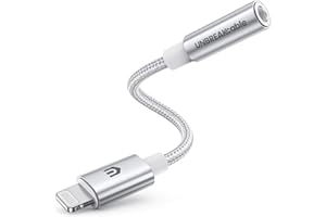 UNBREAKcable Apple iPhone Headphone Adapter - Apple MFi Original Chip - 10 cm Lightning to 3.5 mm Headphone Jack Audio Aux Jack Splitter for iPhone