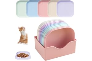 HCVGCM 10 Stück Katzennäpfe, Futternapf Katze mit Ständer, Katzenschüssel für Trocken- und Nassfutter, Katzennapf Set für Mehrkatzenhaushalte, Bunte Farben