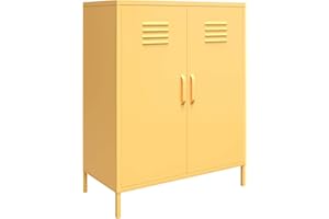 DHP FURNITURE DHP Cache 2 Door Metal Locker Storage Cabinet Yellow