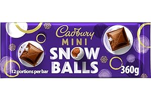 Cadbury Festive Mini Snow Balls Chocolate Bar, Smooth Dairy Milk Chocolate Filled With Chunks of Coated Dairy Milk Bites, Christmas Treat for Gifting or Sharing, 360 g (Pack of 1)