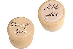 Mjölktänder tandlåda och burk First Locke – bildbox mjölktand för pojkar och flickor – klassiskt trä med vridlås 34 mm (set) – Made in EU-7021-7022