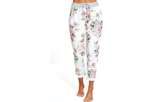 STAR FASHION Women's Italian Elastic Waist Active Yoga Floral Printed Jogging Pants Turn Up Ladies Casual Jogger Hoop Trouser 8-22