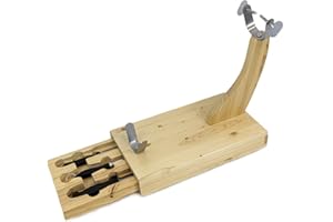 Fackelmann Soporte Jamonero con Cajón Extraíble con Cuchillo Jamonero, Chaira y Cuchillo Mondador, de diseño fresco, Madera de Pino y herrajes en Acero Inoxidable, 39x21,5 cm, 1ud