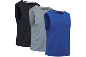 Cimic 3er Pack Tank Top Herren Sport Muskelshirts Schnelltrocknend Atmungsaktive Anti mit Reflektierenden Streifen Lässige Fitness