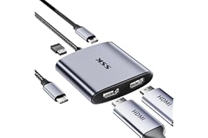 SSK USB C auf Dual 4K/60Hz HDMI Adapter,4 in 1 Multiport USB C Hub,USB C zu HDMI Adapter Duales 4K@60Hz kompatibel mit Thunderbolt 3 for MacBook Pro/Air,Air Lenovo Dell HP Chromebook，Samsung S8/S9